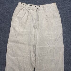 Vintage Gap Traditional Pleated Trousers Mens Linen Khaki 34/30 Men's